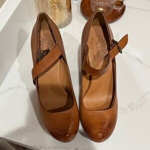 Kork-Ease Brown Leather Mary Jane Heels